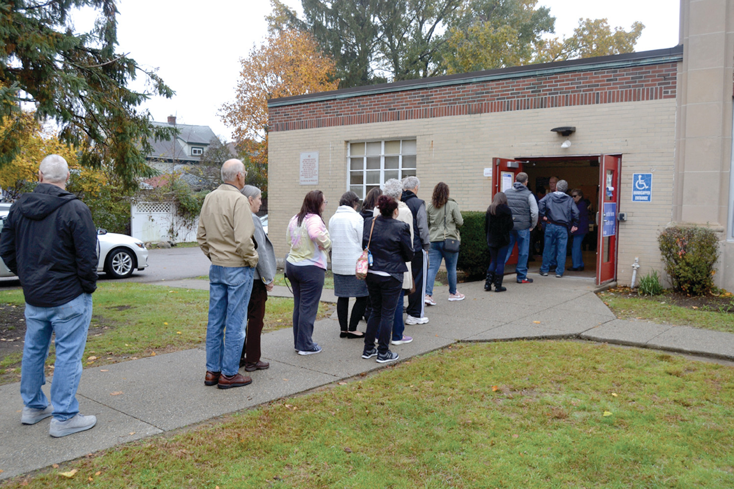 LONG LINE: Turnout was high at the Graniteville School, where voters saw long lines throughout the morning.